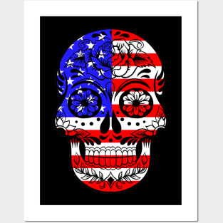 FLAG Skull Flower Posters and Art